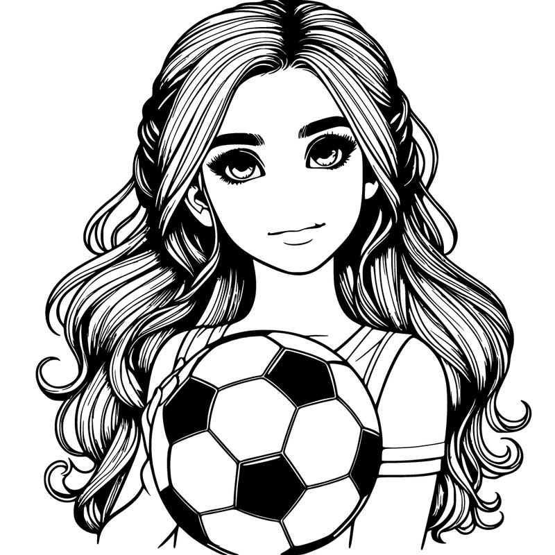 realistic girl with soccer ball