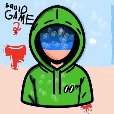 a person with non face waering a hoodie with a small 007 symbol