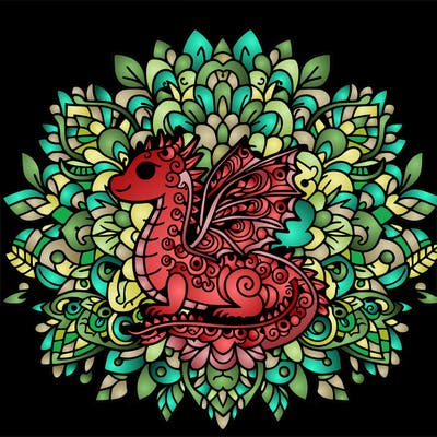 floral mandala dragon