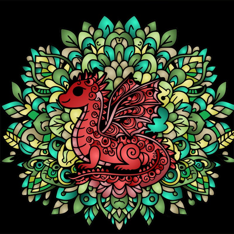 floral mandala dragon
