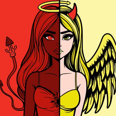 devil vs angel realistic girl