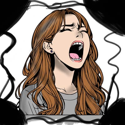 screaming realistic, girl