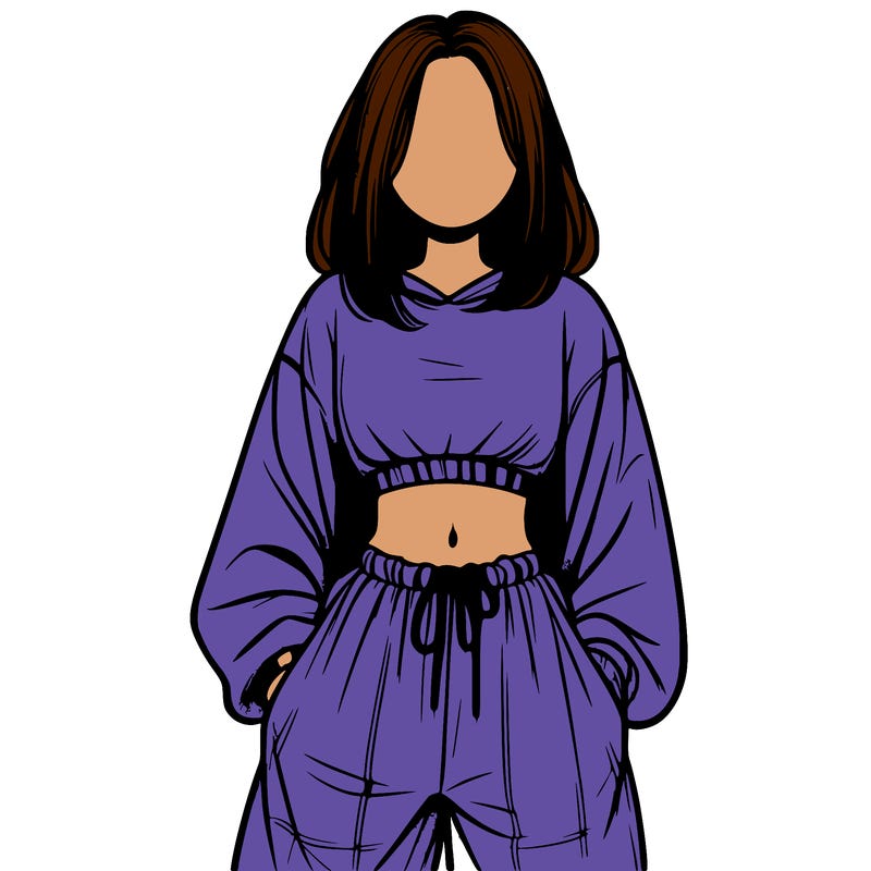 realistic girl faceless with baggy pants and a crop top
