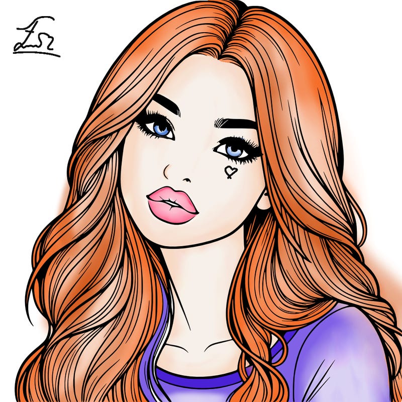 realistic girl with hair on her hair and lips