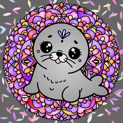 a cute baby seal mandala