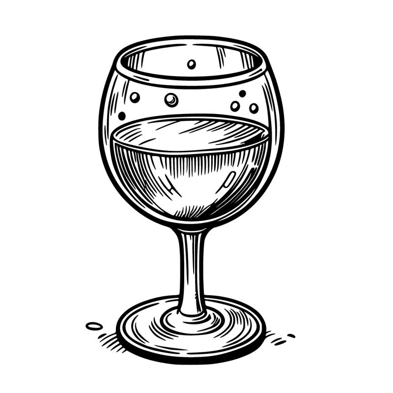 a realistic glass with wine inside