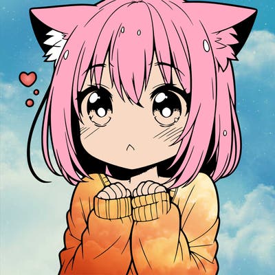 shy anime catgirl