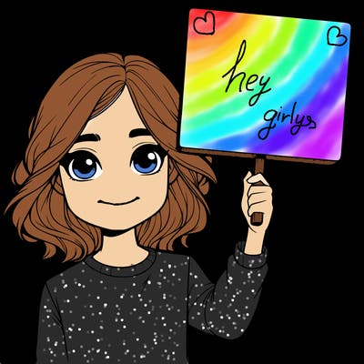 realistic girl holding up a sign