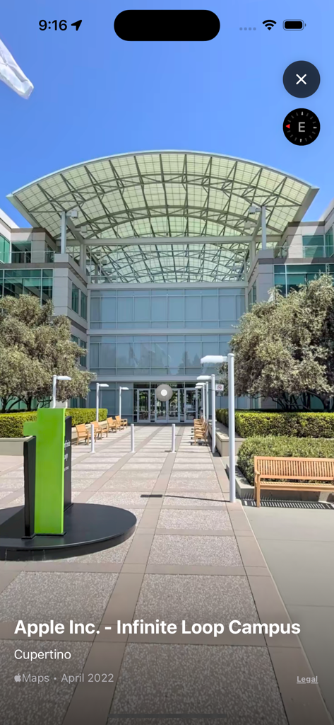 Street View-Live Camera 360° - Vista callejera de 360 grados del campus Infinite Loop de Apple en Cupertino