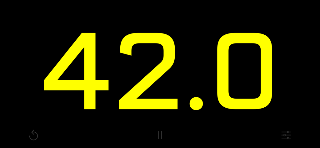 Large yellow countdown digits showing forty-two seconds on a black background