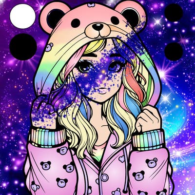 realistic girl in a animal pjs hoodie