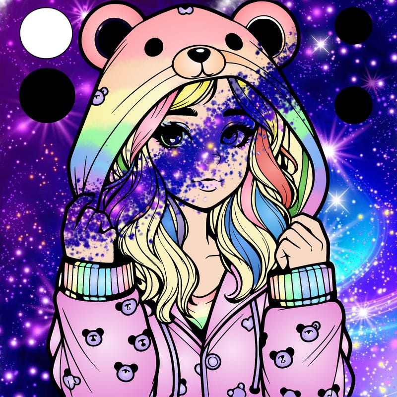 realistic girl in a animal pjs hoodie