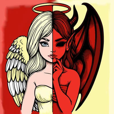 realistic angel half demon