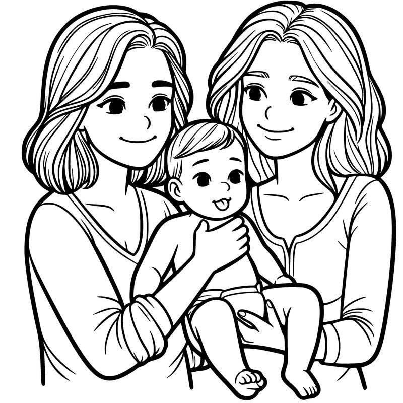 two realistic women holding one baby together