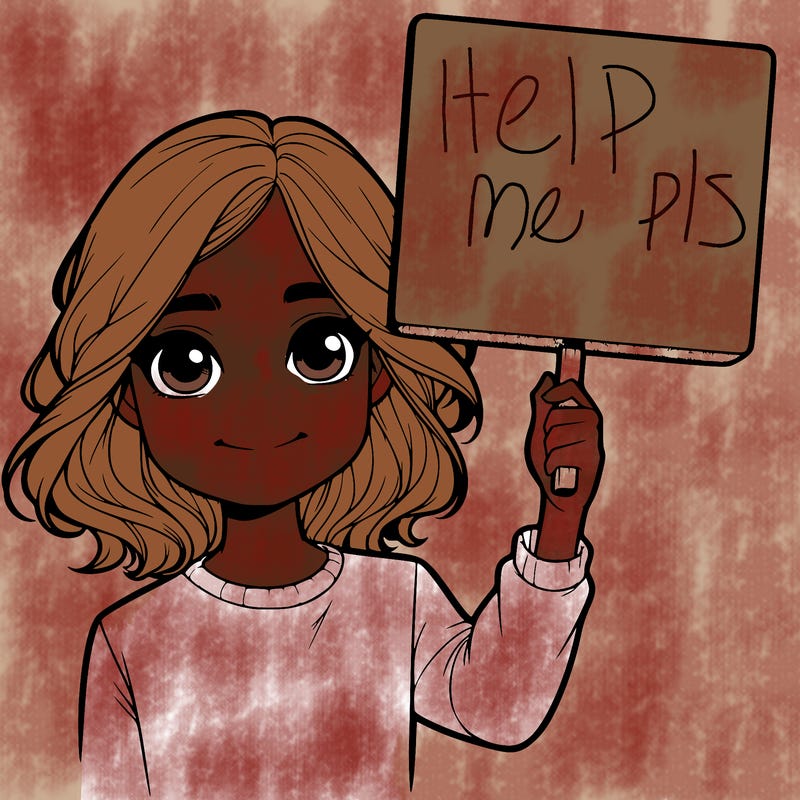 realistic girl holding up a sign