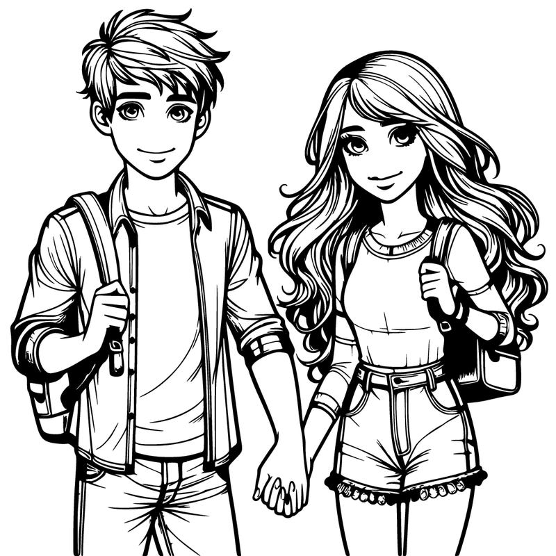 teenage boy and girl holding hands realistic