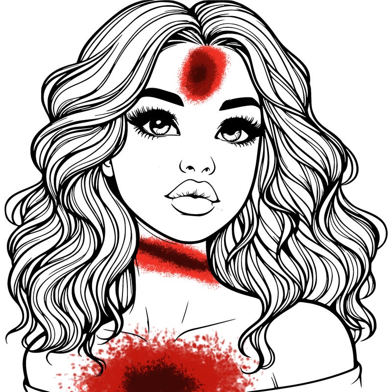 realistic girl with wavy hair and lips