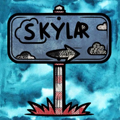 a sign that says skylar