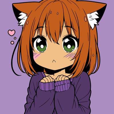 shy anime catgirl