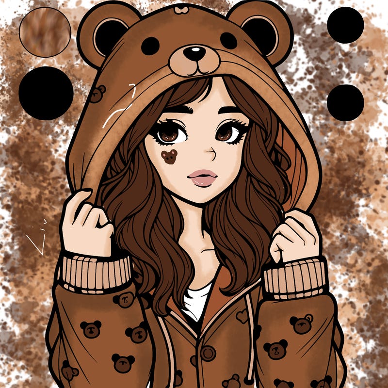 realistic girl in a animal pjs hoodie