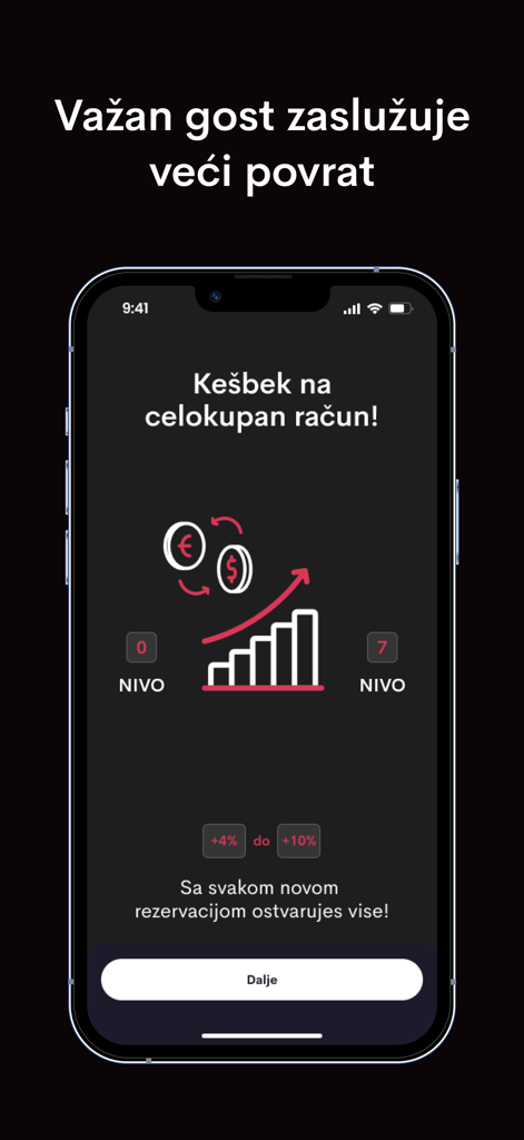 TableStar - Interface de l'application TableStar montrant les paliers de cashback basés sur la réputation et les récompenses de fidélité pour les réservations de restaurants.
