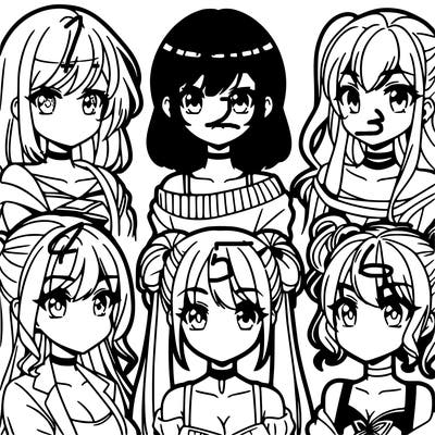 make girls with different anime styles