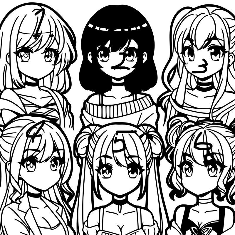 make girls with different anime styles