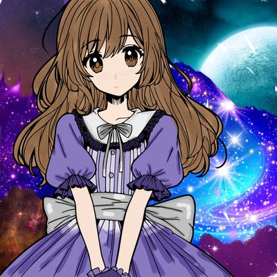 anime girl in a dress smiling