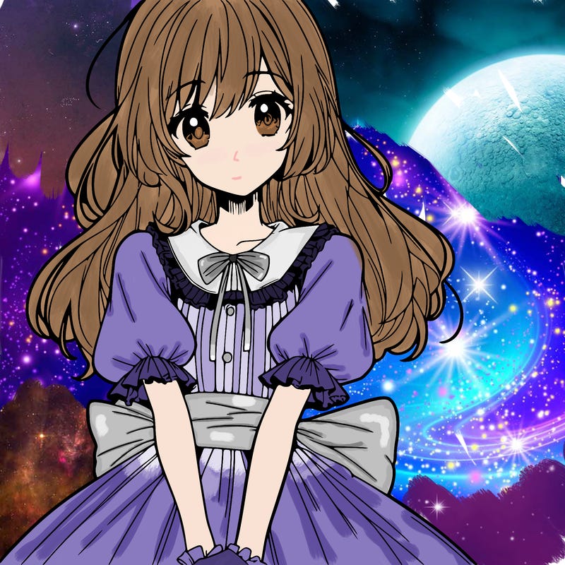 anime girl in a dress smiling