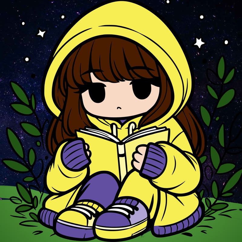 girl in oversized hoodie reading a book