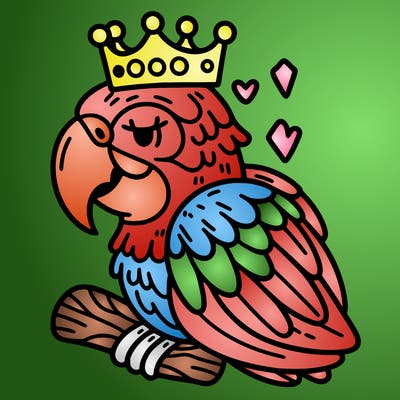 macaw with a crown