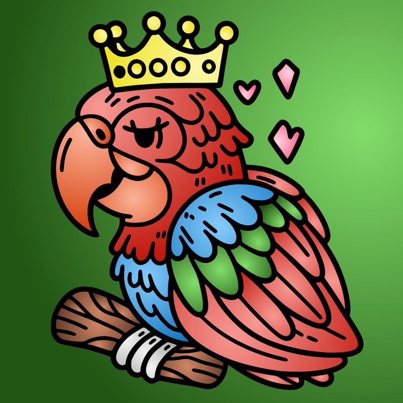 macaw with a crown
