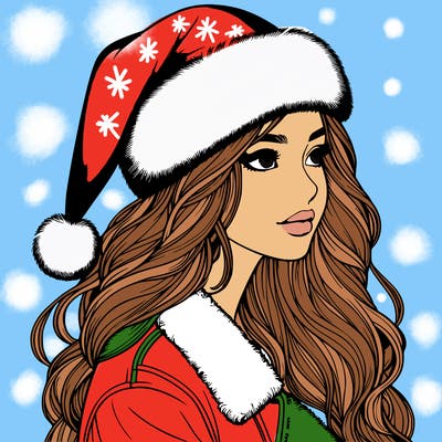 realistic girl in santa hat