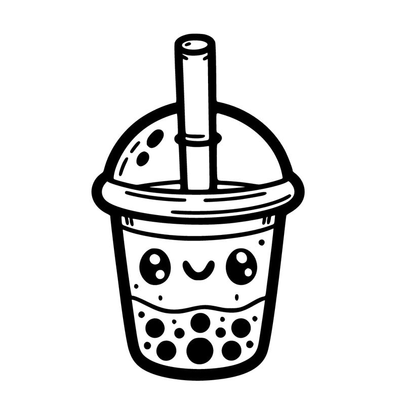 a bubble tea with a smiley face