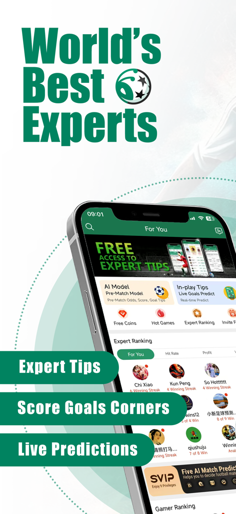 FootballAnt: Live Scores & Tip - Pantalla de la aplicación móvil FootballAnt que muestra consejos de expertos y predicciones de fútbol en vivo