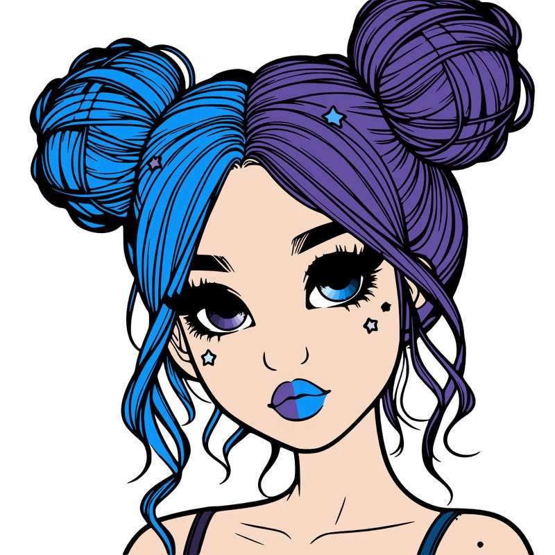 realistic girl with space buns