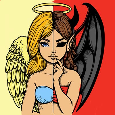 realistic angel half demon