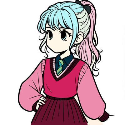 hufflepuff girl student, no glasses, hair in ponytail,