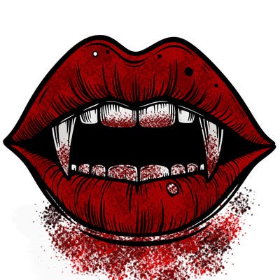 lips with vampire teeth