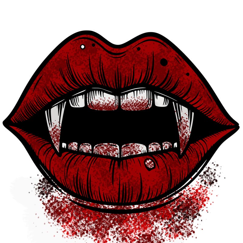 lips with vampire teeth