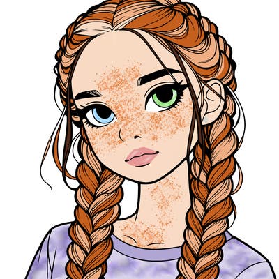 realistic girl with braids