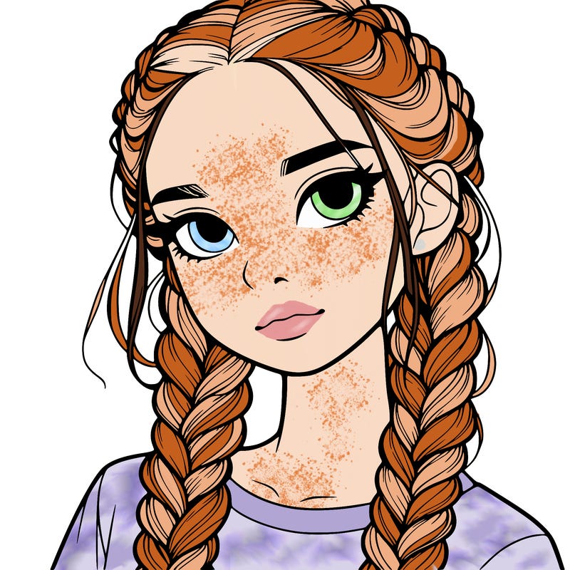 realistic girl with braids