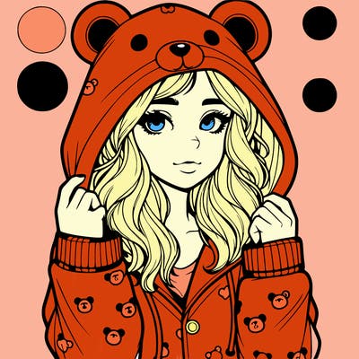 realistic girl in a animal pjs hoodie