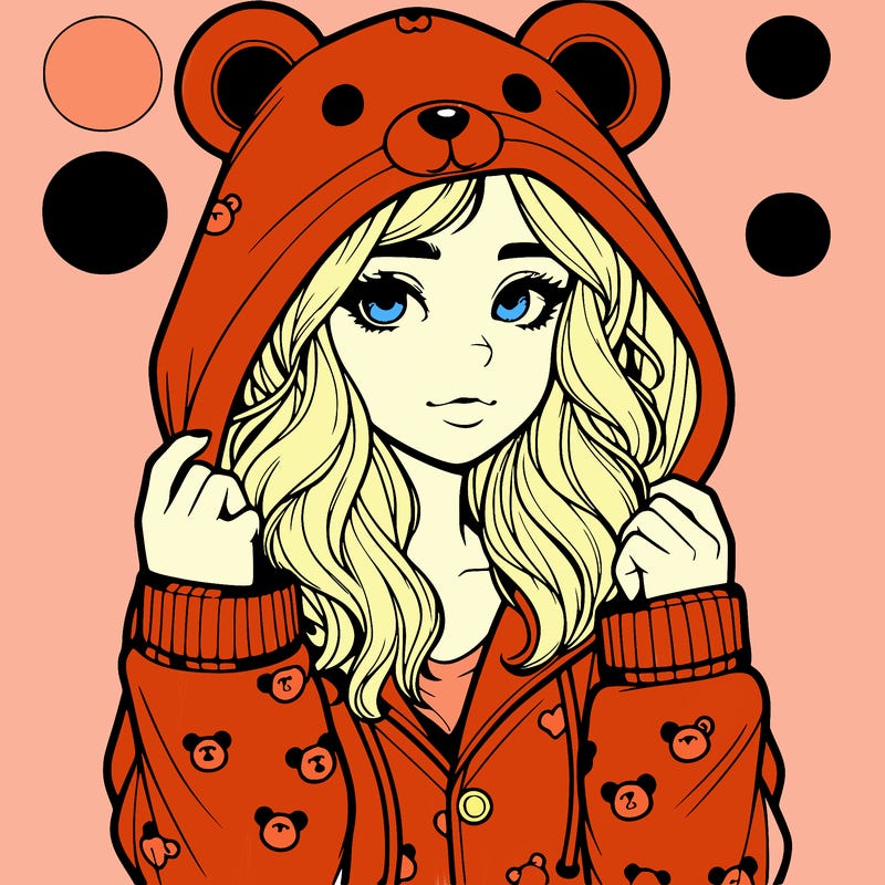 realistic girl in a animal pjs hoodie