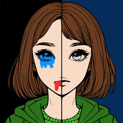 split realistic girl