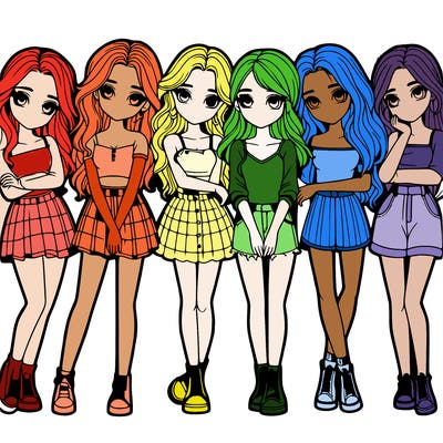 a group of girls realistic