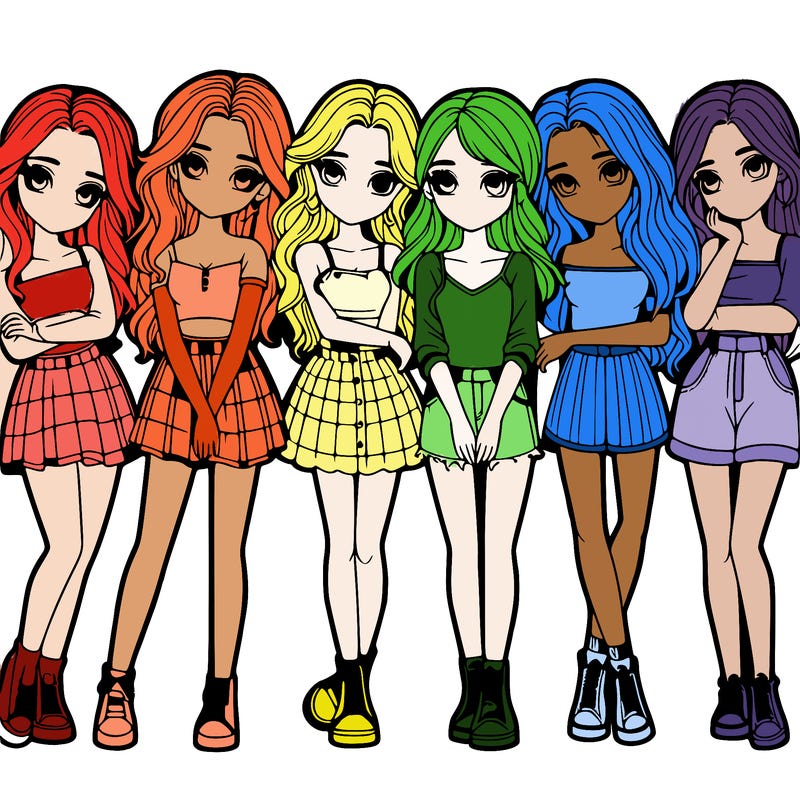 a group of girls realistic
