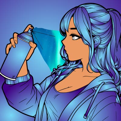 a realistic girl spray, painting