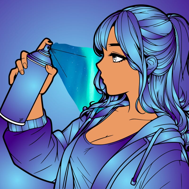 a realistic girl spray, painting