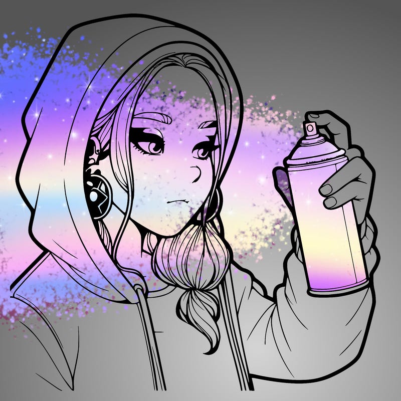 a realistic girl, spray painting